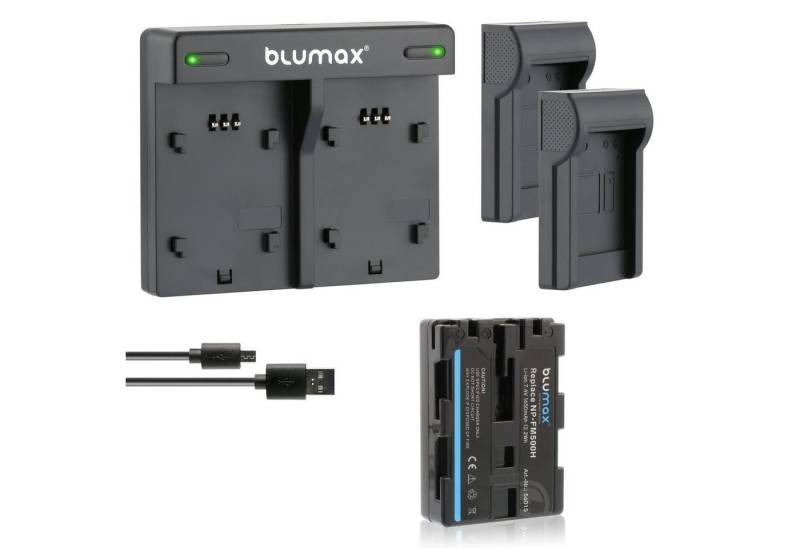 Blumax Set mit Lader für Sony NP-FM500H DSLR-Alpha 1650mAh Kamera-Ladegerät von Blumax
