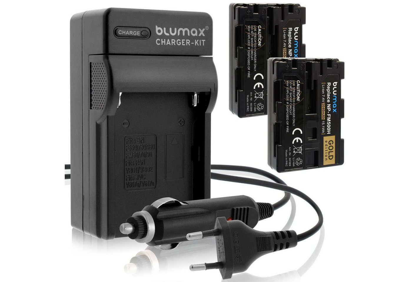 Blumax Set mit Lader für Sony NP-FM500H DSLR-Alpha 2040mAh Kamera-Akku von Blumax