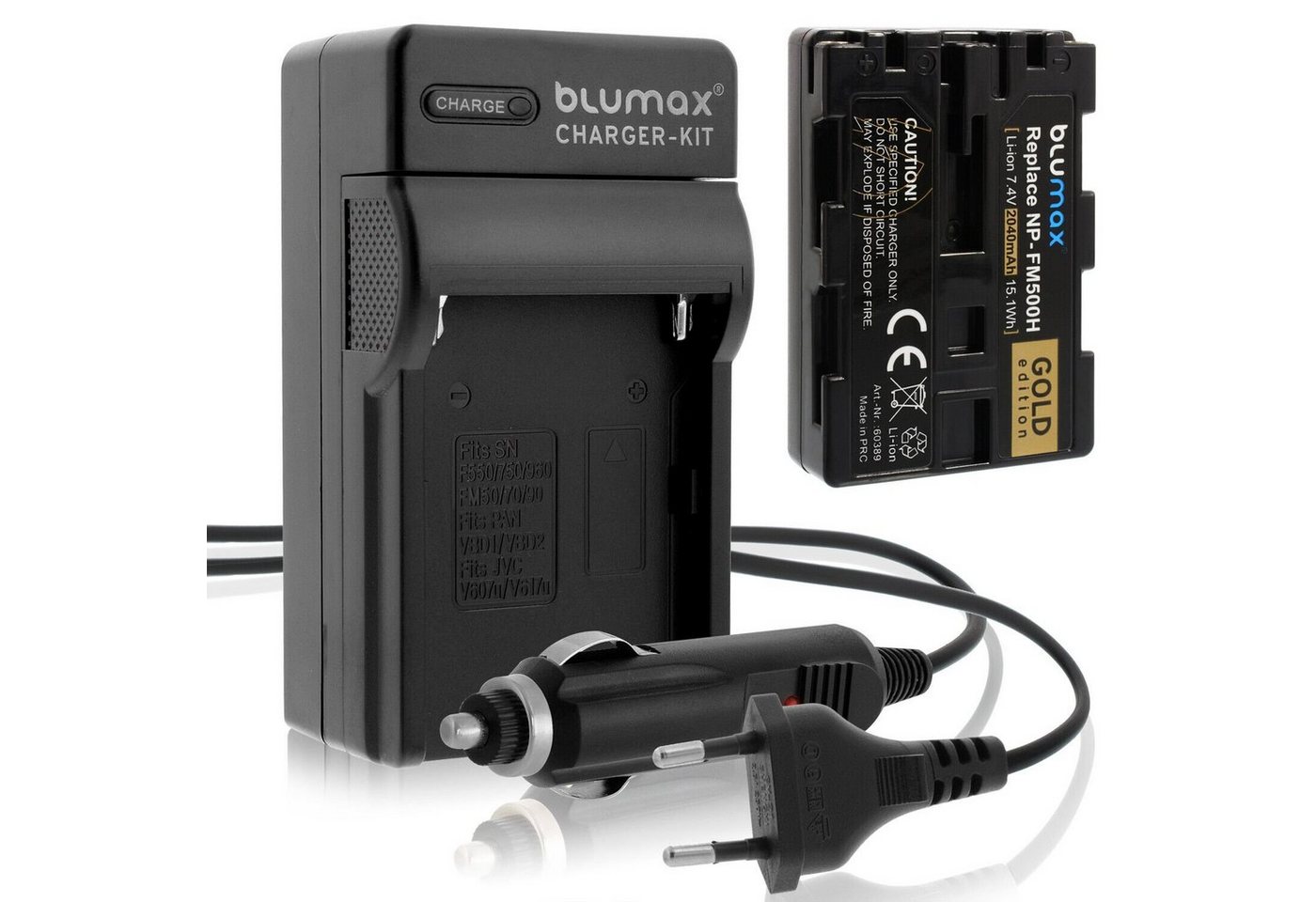 Blumax Set mit Lader für Sony NP-FM500H DSLR-Alpha 2040mAh Kamera-Ladegerät von Blumax