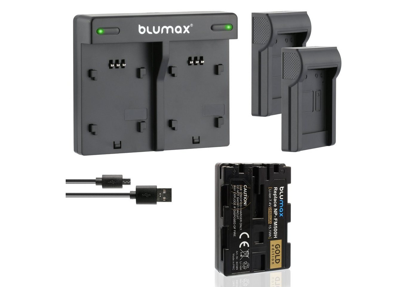 Blumax Set mit Lader für Sony NP-FM500H DSLR-Alpha 2040mAh Kamera-Ladegerät von Blumax