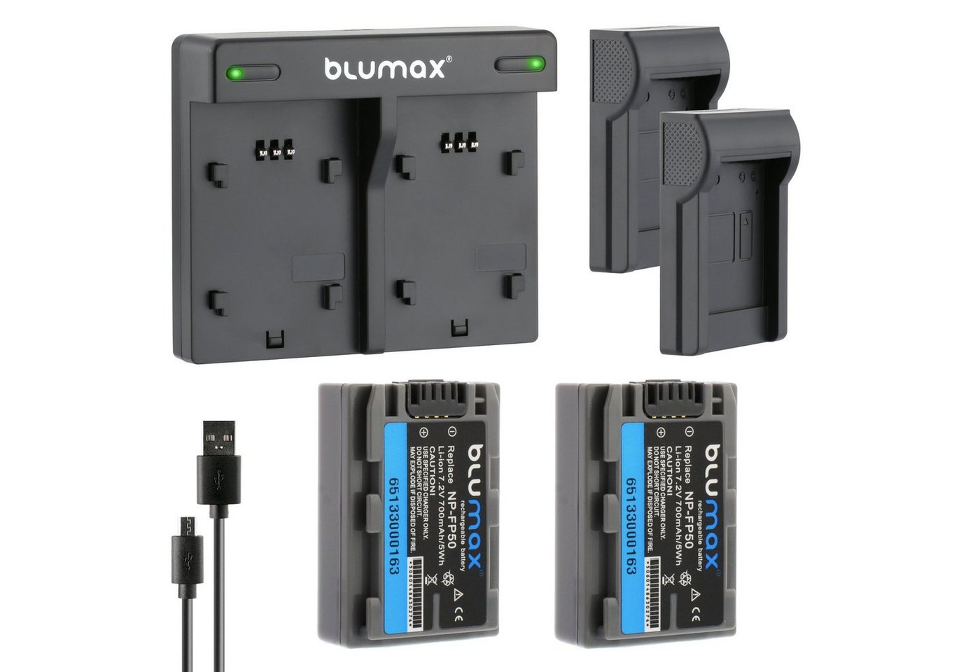 Blumax Set mit Lader für Sony NP-FP50 NP-FP51 700 mAh Kamera-Akku von Blumax