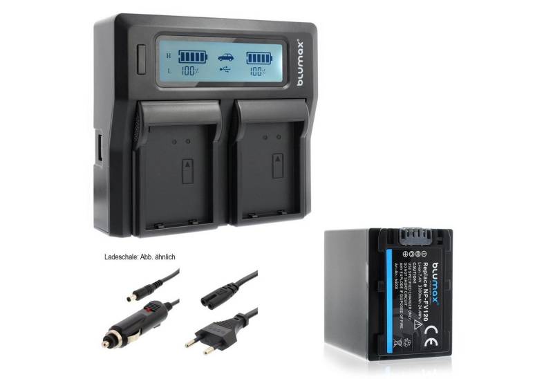 Blumax Set mit Lader für Sony NP-FV120 NP-FV100 3300 mAh Kamera-Ladegerät von Blumax