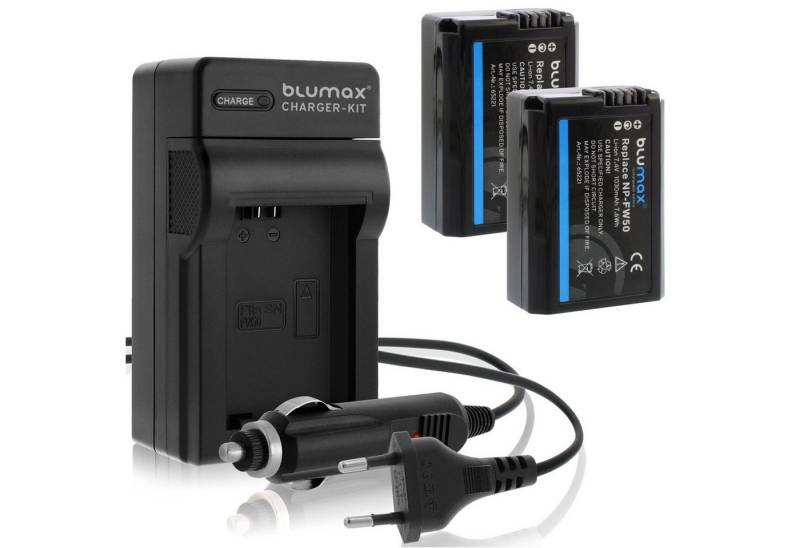 Blumax Set mit Lader für Sony NP-FW50 Alpha 6500 1030mAh Kamera-Akku von Blumax