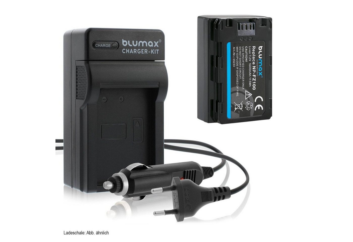 Blumax Set mit Lader für Sony NP-FZ100 Alpha 1600 mAh Kamera-Ladegerät von Blumax