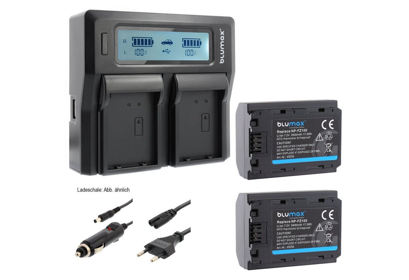 Blumax Set mit Lader für Sony NP-FZ100 Alpha 7C 9 A9 II 9S A7 2400 mAh Kamera-Akku Blumax Set mit Lader für Sony NP-FZ100 Alpha 7C 9 A9 II 9S A7 2400 mAh Kamera-Akku von Blumax