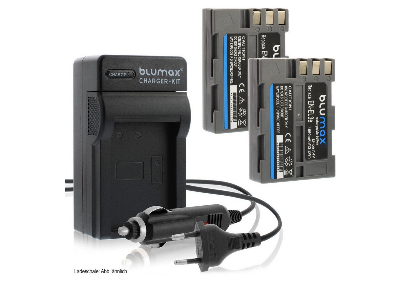 Blumax Set mit Laderr für Nikon EN-EL3e DSLR D700 1650 mAh Kamera-Akku von Blumax