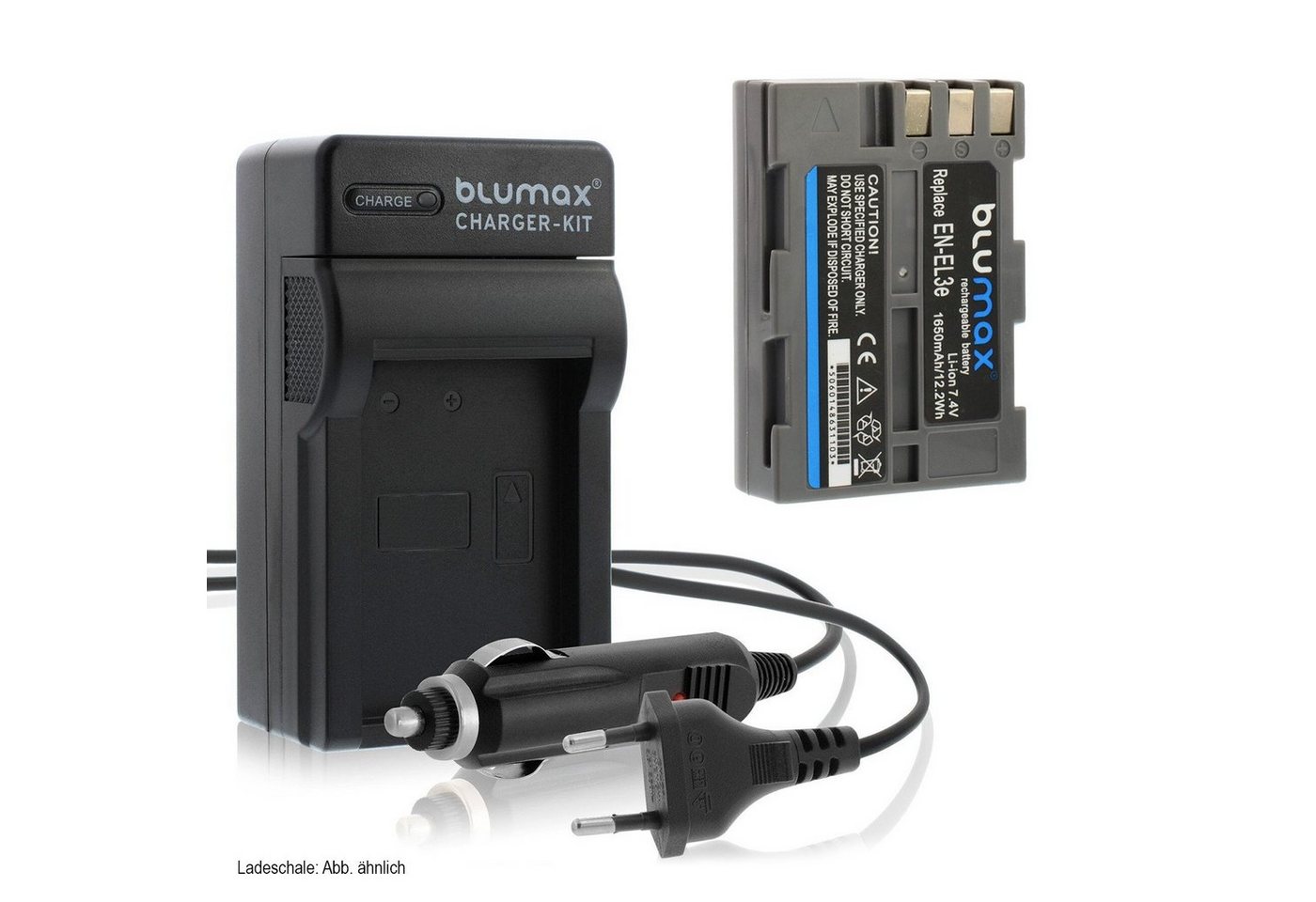 Blumax Set mit Laderr für Nikon EN-EL3e DSLR D700 1650 mAh Kamera-Ladegerät von Blumax