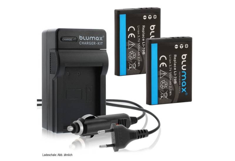 Blumax Set mit Laderr für Olympus Li -70B VG-120, 550 mAh Kamera-Akku von Blumax