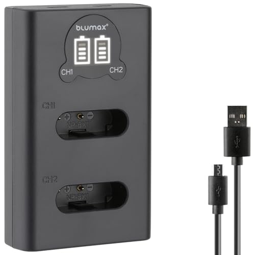 Blumax Slim Dual Charger kompatibel mit Sony NP-BX1 Akkus – Ladegerät für Cyber-Shot DSC RX100 II III IV V VI VII - CX647 - WX500 - Sony ZV-1 II ZV-1 Blumax Slim Dual Charger kompatibel mit Sony NP-BX1 Akkus – Ladegerät für Cyber-Shot DSC RX100 II III IV V VI VII - CX647 - WX500 - Sony ZV-1 II ZV-1 von Blumax