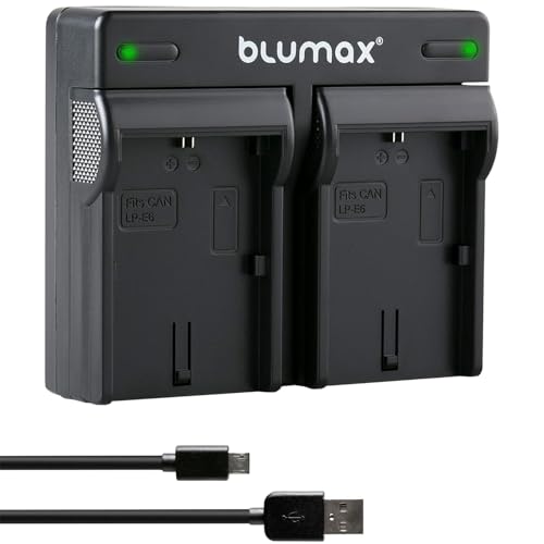 blumax Dual Charger für Canon LP-E6NH / LP-E6N / LP-E6 Akkus – Ladegerät ist Kompatibel mit Canon EOS R Ra R5 R6 II R7-6D 7D 80D 90D - XC15 von Blumax