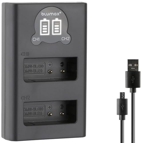 blumax Mini Dual Charger für Panasonic DMW-BLG10 / DMW-BLG10E / DMW-BLE9 E/BP-DC15 E Akkus – Ladegerät ist Kompatibel mit Lumix DMC-GF6 GX7 III GX80 blumax Mini Dual Charger für Panasonic DMW-BLG10 / DMW-BLG10E / DMW-BLE9 E/BP-DC15 E Akkus – Ladegerät ist Kompatibel mit Lumix DMC-GF6 GX7 III GX80 von Blumax