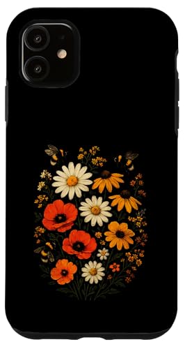 Bienen Blumen Cottagecore Botanical Imker Vintage Hülle für iPhone 11 von Blumenmuster