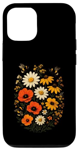 Bienen Blumen Cottagecore Botanical Imker Vintage Hülle für iPhone 12/12 Pro von Blumenmuster