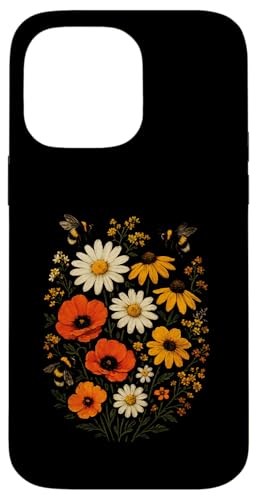 Bienen Blumen Cottagecore Botanical Imker Vintage Hülle für iPhone 14 Pro Max von Blumenmuster
