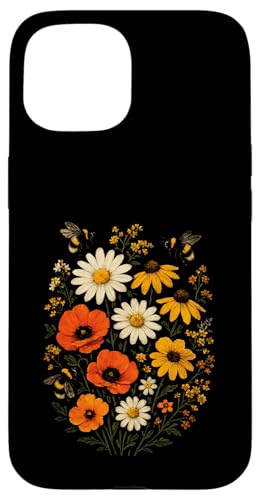 Bienen Blumen Cottagecore Botanical Imker Vintage Hülle für iPhone 15 von Blumenmuster