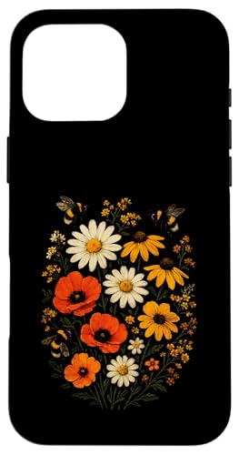 Bienen Blumen Cottagecore Botanical Imker Vintage Hülle für iPhone 16 Pro Max von Blumenmuster