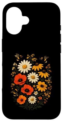 Bienen Blumen Cottagecore Botanical Imker Vintage Hülle für iPhone 16 von Blumenmuster