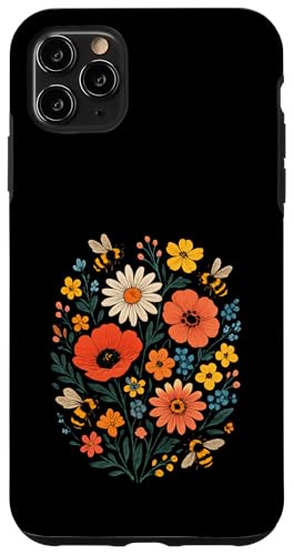 Bienen Blumen Cottagecore Botanical Vintage Hülle für iPhone 11 Pro Max von Blumenmuster