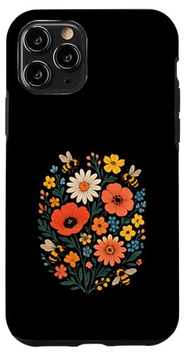 Bienen Blumen Cottagecore Botanical Vintage Hülle für iPhone 11 Pro von Blumenmuster