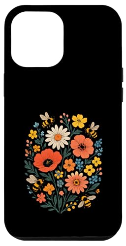 Bienen Blumen Cottagecore Botanical Vintage Hülle für iPhone 12 Pro Max von Blumenmuster