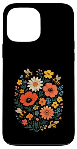Bienen Blumen Cottagecore Botanical Vintage Hülle für iPhone 13 Pro Max von Blumenmuster
