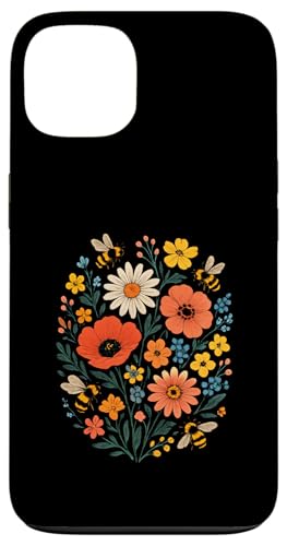 Bienen Blumen Cottagecore Botanical Vintage Hülle für iPhone 13 von Blumenmuster
