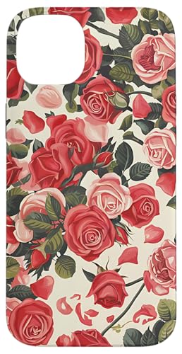 Rosa Rosenmuster, rosa Rosenblüte Hülle für iPhone 14 Plus von Blumenmuster