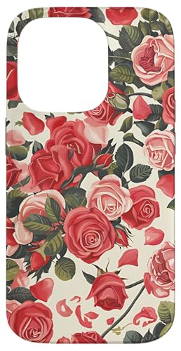 Rosa Rosenmuster, rosa Rosenblüte Hülle für iPhone 14 Pro von Blumenmuster