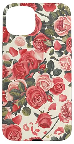 Rosa Rosenmuster, rosa Rosenblüte Hülle für iPhone 15 Plus von Blumenmuster