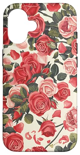 Rosa Rosenmuster, rosa Rosenblüte Hülle für iPhone 16 von Blumenmuster