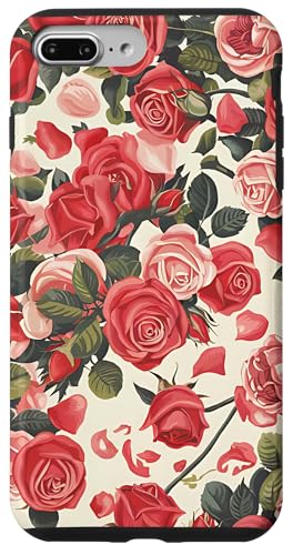 Rosa Rosenmuster, rosa Rosenblüte Hülle für iPhone 7 Plus/8 Plus von Blumenmuster
