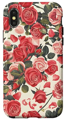 Rosa Rosenmuster, rosa Rosenblüte Hülle für iPhone X/XS von Blumenmuster