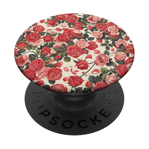 Rosa Rosenmuster, rosa Rosenblüte PopSockets Klebender PopGrip von Blumenmuster