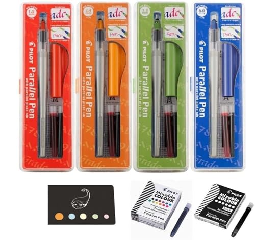 Pilot Parallel Pen 4er-Set Stifte: 1,5 mm + 2,4 mm + 3,8 mm + 6,0 mm + 12 Tintenpatronen, + 6 schwarze Patronen + 1 Lineal/Lesezeichen aus Holz Pilot Parallel Pen 4er-Set Stifte: 1,5 mm + 2,4 mm + 3,8 mm + 6,0 mm + 12 Tintenpatronen, + 6 schwarze Patronen + 1 Lineal/Lesezeichen aus Holz von Blumie Shop