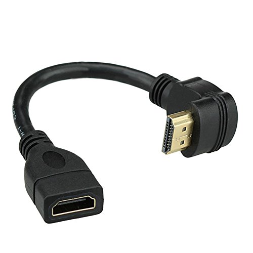 bluwee HDMI Verlängerung Kabel High Speed 90 Grad-Winkel HDMI Stecker auf Buchse Verlängerung Kabel HDMI Extender – Gold Plated Plugs, Schwarz (0.5ft) von Bluwee