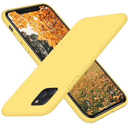 Blyge iPhone 11 Pro Hülle aus Silikon, stoßfest, vollständig abgedeckt, erhöhter Teil zum Schutz der Kamera und des Bildschirms, weiche Mikrofaser, Gelb von Blyge
