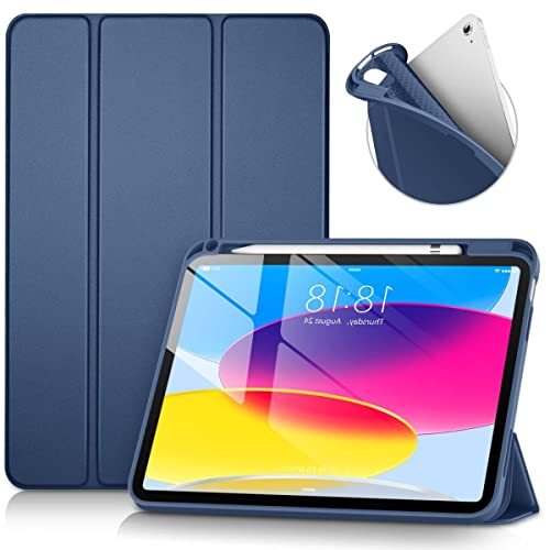 Schutzhülle für iPad 10,9 Zoll (25,6 cm), Slim Auto Wake and Sleep Cover für iPad 10,9 Zoll, dritte Faltung, Stand, Soft TPU Back Case für iPad 10. Marineblau von Blyge