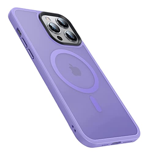 Ultradünn, stoßfest, angenehmes Gefühl, mit Kameraschutz, Flüssigsilikon + Hart-PC, magnetische Hülle für iPhone 12 Pro, Violett von Blyge