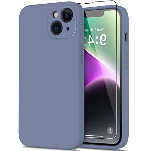 iPhone 14 Hülle, iPhone 14 Hülle Staubdicht Liquid Silikon Stoßfest 6,1 Zoll iPhone 14 Hülle für iPhone 14 Hülle mit Anti-Scratch Microfaserfutter Lavendel Grau von Blyge