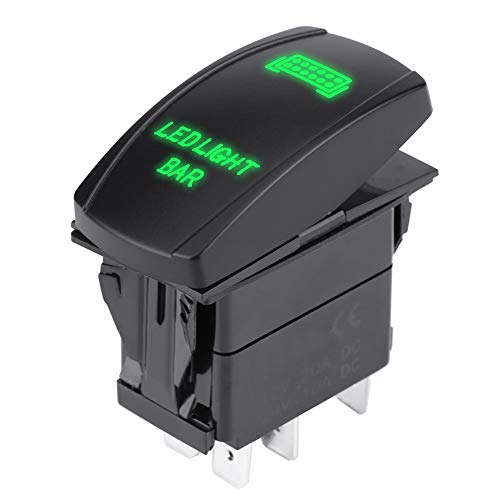 12V 24V LED-Licht-Wippschalter, 5-poliger LED-Lichtleisten-Kippschalter SPST Ein Aus für Auto, Boot, LKW (grünes Licht) von Bnineteenteam