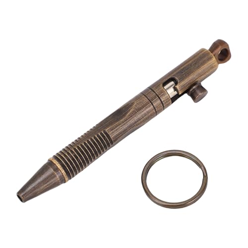 Bnineteenteam Messing Pocket Ballpoint Stift, Pocket -Kugelschreiber mit Schnellveröffentlichungsschlüsselkain für Büroreisen (Vintage-Schwarz) von Bnineteenteam