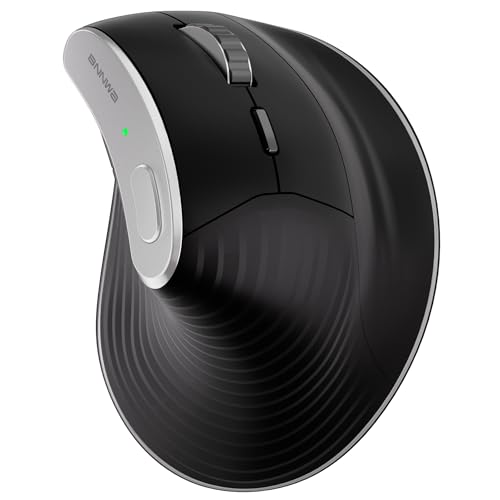 Bnnwa Drahtlose vertikale ergonomische Maus, Multi-Gerät (Bluetooth + 2,4 G-Verbindung), 4 einstellbare DPI, 7 Tasten Computermaus für PC, Laptop, Desktop – Schwarz von Bnnwa