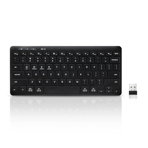 Bnnwa Kabellose Bluetooth Tastatur, Bluetooth + 2,4 G Dual Keyboard, klein, tragbar, Externe kabellose Tastatur für Android Tablet, Windows Surface, Schwarz von Bnnwa