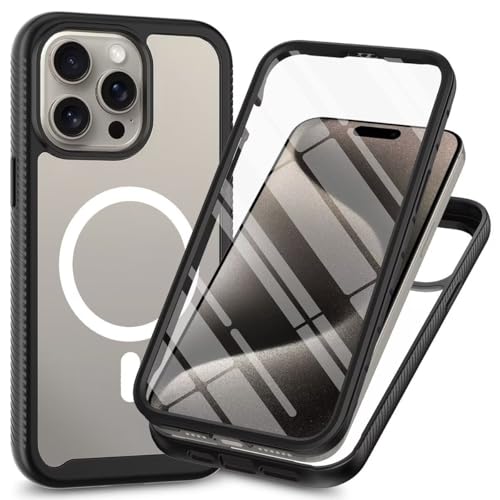 Bnvdfre 2 in 1 Magnetisch Hülle für iPhone 8 Plus Handyhülle mit eingebautem Displayschutz [Kompatibel mit Magsafe], [Vergilbt Nicht] Stoßfest rutschfest Schutzhülle 360 Grad vollschutz - Schwarz von Bnvdfre
