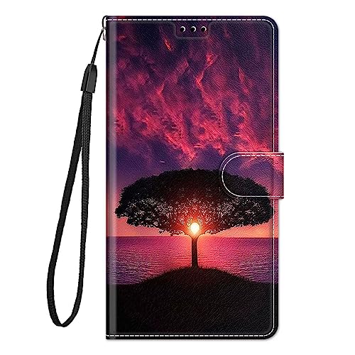 Bnvdfre Handyhülle für Google Pixel 8A Hülle mit Schön Motiv Ledercase PU Schutzhülle Stoßfeste Klapphülle [360 Grad Stoßfest] [Kartenfachr] für Google 8A - Blätter Verlieren von Bnvdfre