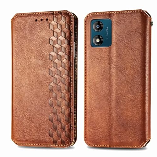 Bnvdfre Handyhülle für Motorola Moto E14 / G04 4G / G24 4G Hülle Leder TPU Klapphülle mit Kartenfächer Standfunktion Flip Case Cover Fallschutz Handytasche für Motorola E 14 / G 04 / G 24 - Braun von Bnvdfre