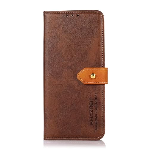 Bnvdfre Handyhülle für Motorola Moto G14 Hülle Leder Echtes Flip Wallet [Magnet] [Standfunktion] [3 Kartenfächer] Klappbar Stoßfeste Case Klapphülle kompatibel mit Motorola G 14 - Braun von Bnvdfre