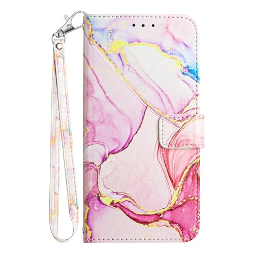 Bnvdfre Handyhülle für Samsung A25 5G Hülle Premium Marmor Lederhülle Klapphülle Flip Case Tasche Magnet Kartenfach Standfunktion Cover Glitzer Samsung Galaxy A25 5G - Roségold von Bnvdfre