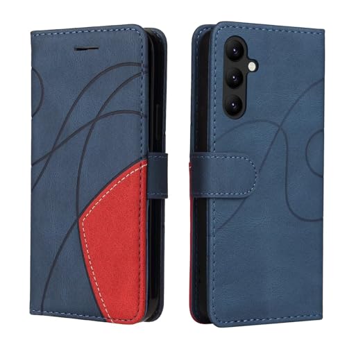 Bnvdfre Handyhülle für Samsung A25 5G Leder Hülle [Standfunktion] [Kartensteckplatz] [Magnetverschluss] Stoßfest Flip PU Leder Cover Case Klapphülle Samsung Galaxy A25 5G (Blau) von Bnvdfre