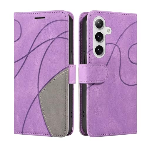 Bnvdfre Handyhülle für Samsung A55 5G Leder Hülle [Standfunktion] [Kartensteckplatz] [Magnetverschluss] Stoßfest Flip PU Leder Cover Case Klapphülle Samsung Galaxy A55 5G (Lila) von Bnvdfre